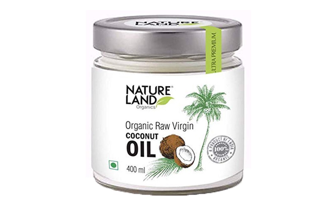 Natureland Organics Raw Virgin Coconut Oil    Glass Jar  400 millilitre